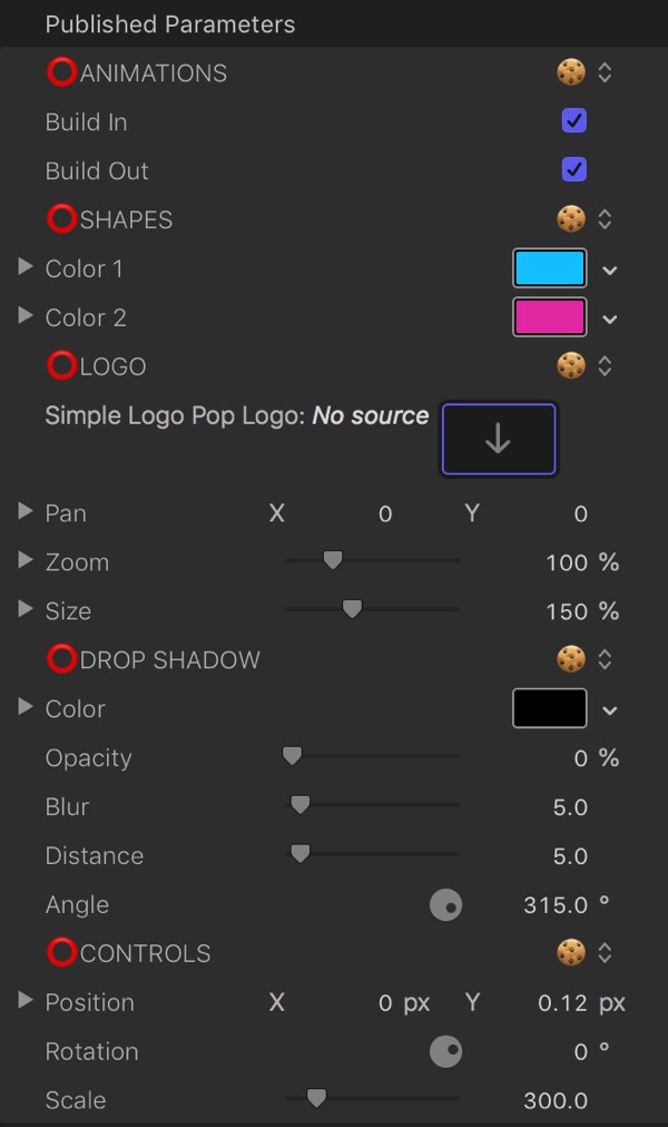 Water Pop Published Parameters