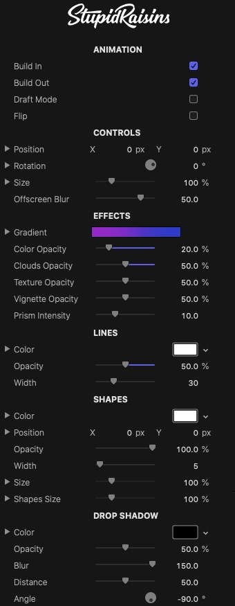 Parallax Pop Parameters